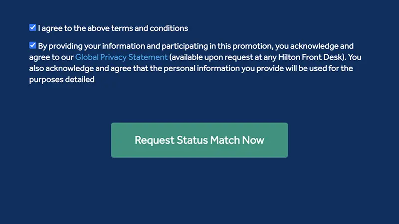 ヒルトンステータスマッチの申請