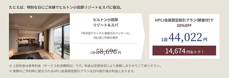 HPCJ宿泊割引の例