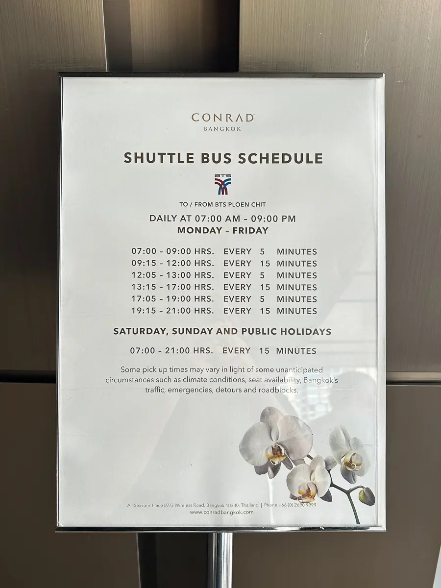 シャトルバスのスケジュール