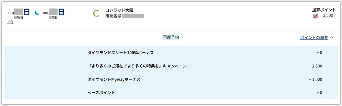 ヒルトン「ステイ・モア」キャンペーンのポイント付与実績